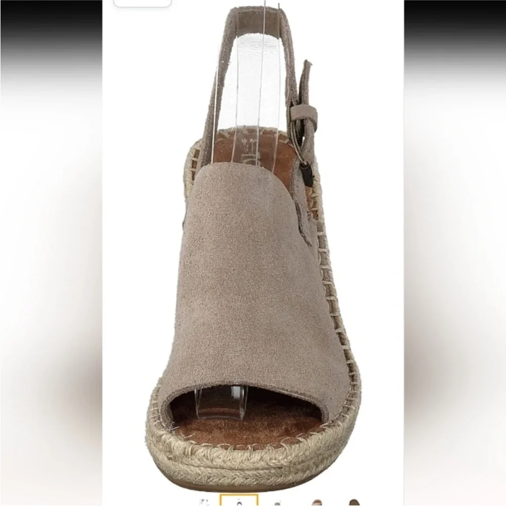 TOMS | Monica Suede Wedge Espadrille Sandals Desert Taupe Womens Size 7.5